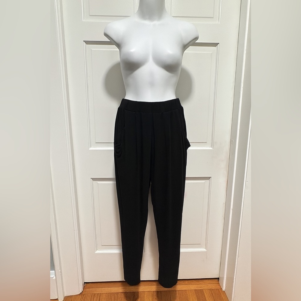 Eileen Fisher Jersey Lantern Large Pocket Classic Black Pull on Pants Size L